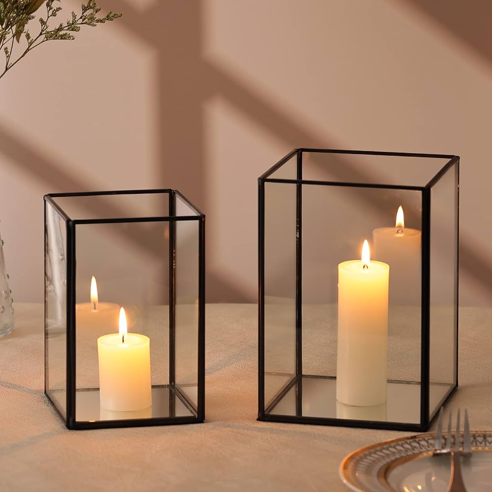 Modern Glass Lanterns (Set of 3)