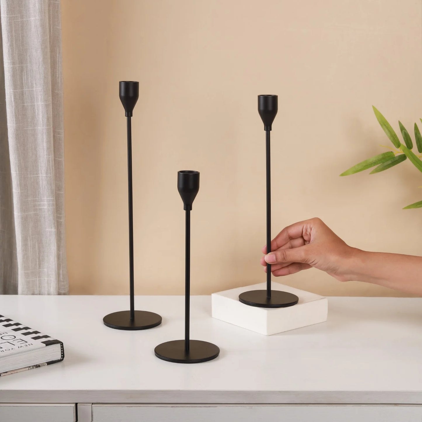 Black Taper Candle Holder - Set of 3