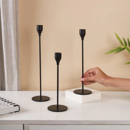 Black Taper Candle Holder - Set of 3