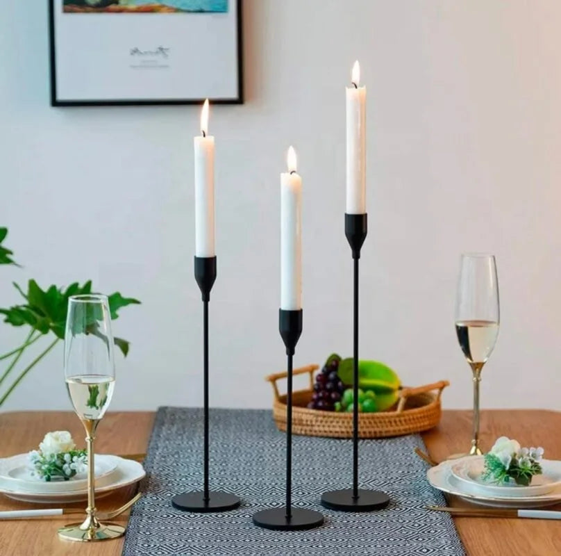 Black Taper Candle Holder - Set of 3