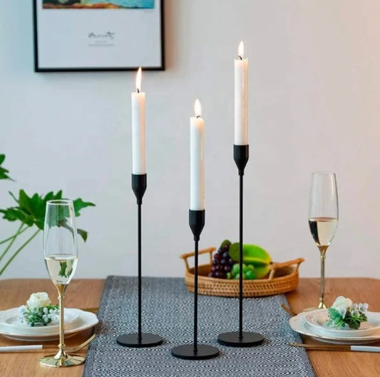Black Taper Candle Holder - Set of 3
