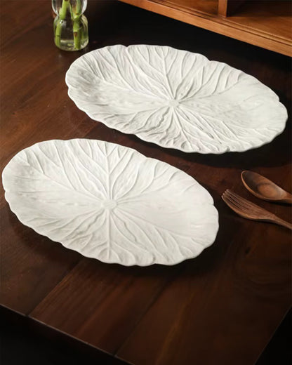 Vintage Cabbage Oval Plates Set – Set of 2
