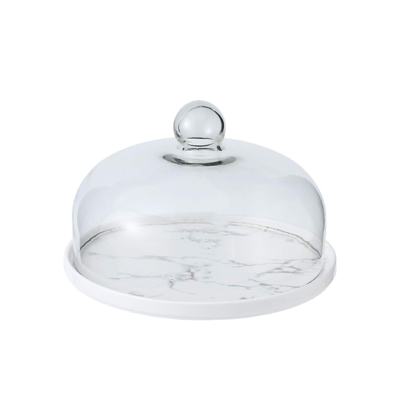 Marble Cake Stand with Glass Dome