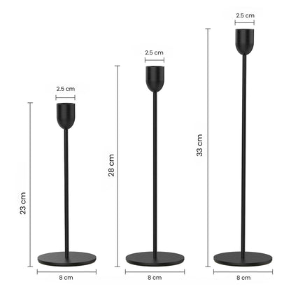 Black Taper Candle Holder - Set of 3