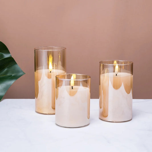 Flameless Glass Candles (Set of 3)